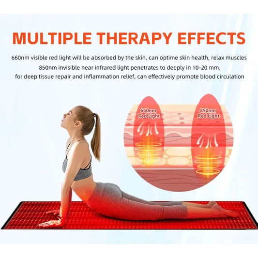 2025 660nm 850nm LED red light therapy yoga mat home health relaxation equipment whole body near infrared mat large mat