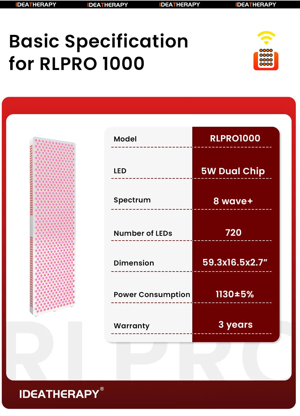 9 Wavelength LED Light Therapy APP Touch Screen Red Near Infrared Light 480, 590, 630,660, 670, 810, 830, 850,1060nm with stand
