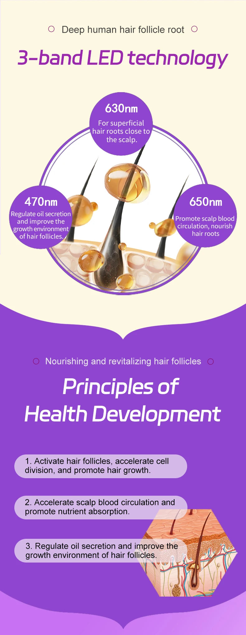 Hair Growth Products Hair Growth Cap Red Light Haircare Therapy Hair Grow Light Activate Hair follicles Led Lights 650nm