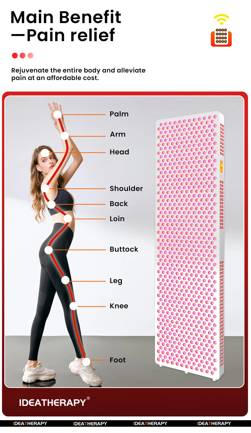 9 Wavelength LED Light Therapy APP Touch Screen Red Near Infrared Light 480, 590, 630,660, 670, 810, 830, 850,1060nm with stand