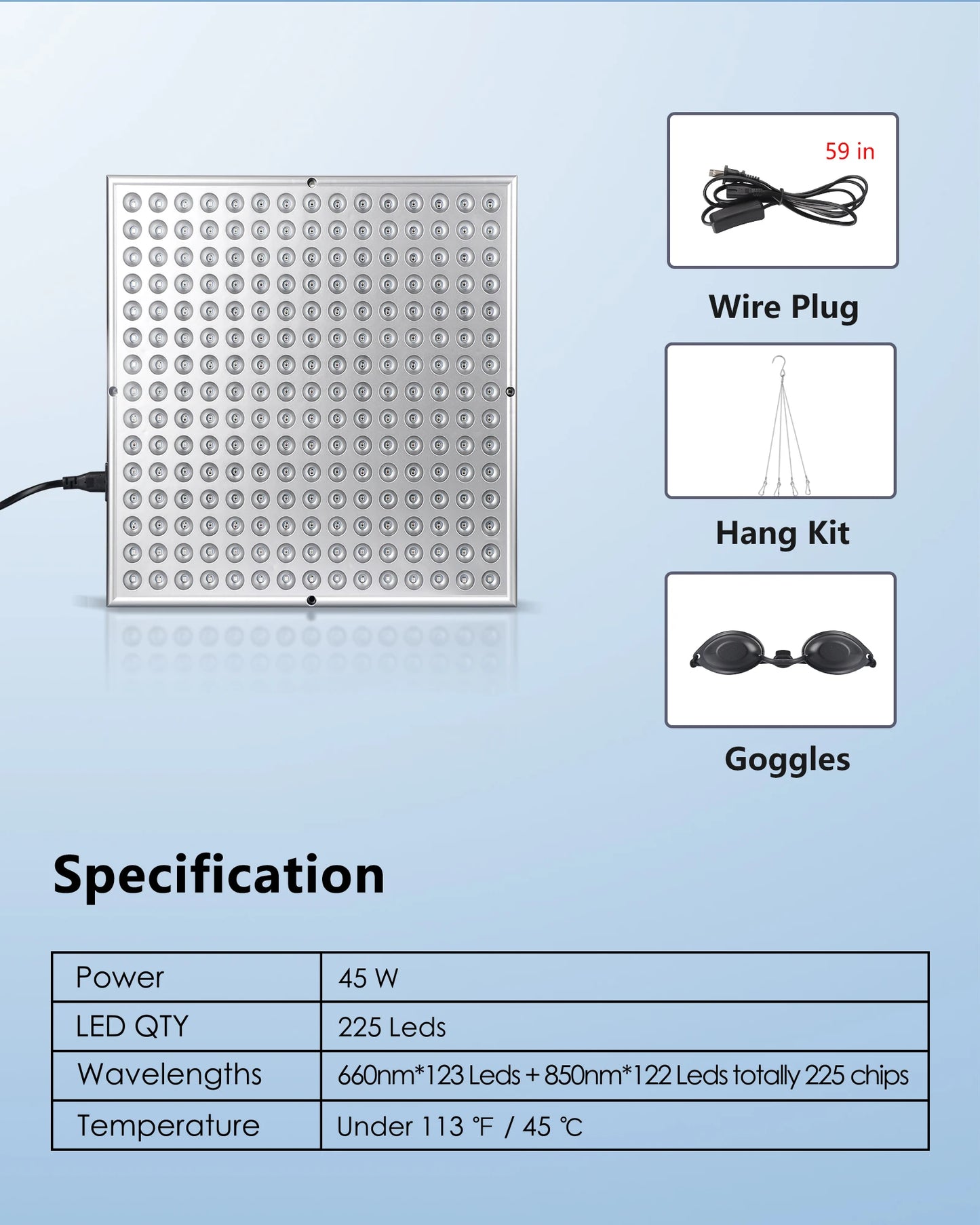 LED Red Light Therapy Panel Lamp for Facial Anti Aging Skin Care Beauty 225 LED Light Body Pain Relief Physical Therapy Tools