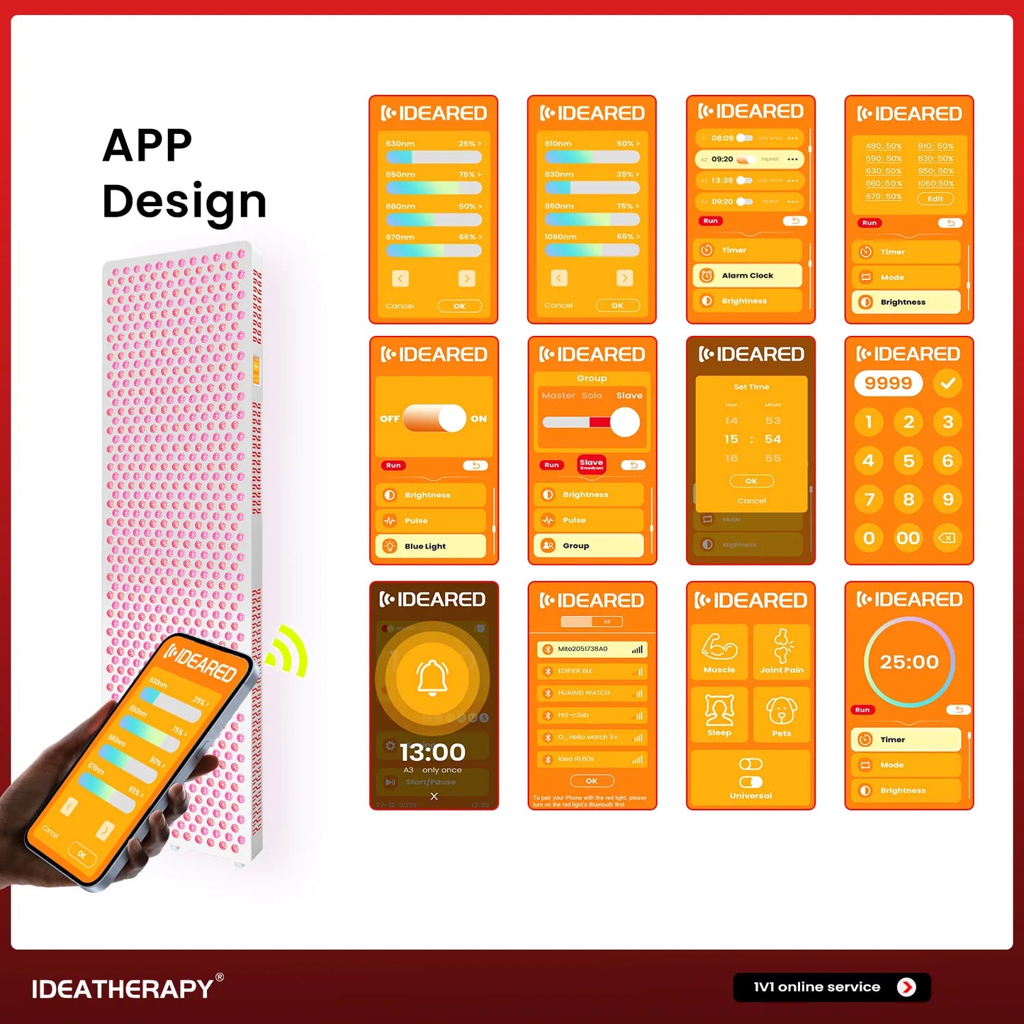 9 Wavelength LED Light Therapy APP Touch Screen Red Near Infrared Light 480, 590, 630,660, 670, 810, 830, 850,1060nm with stand