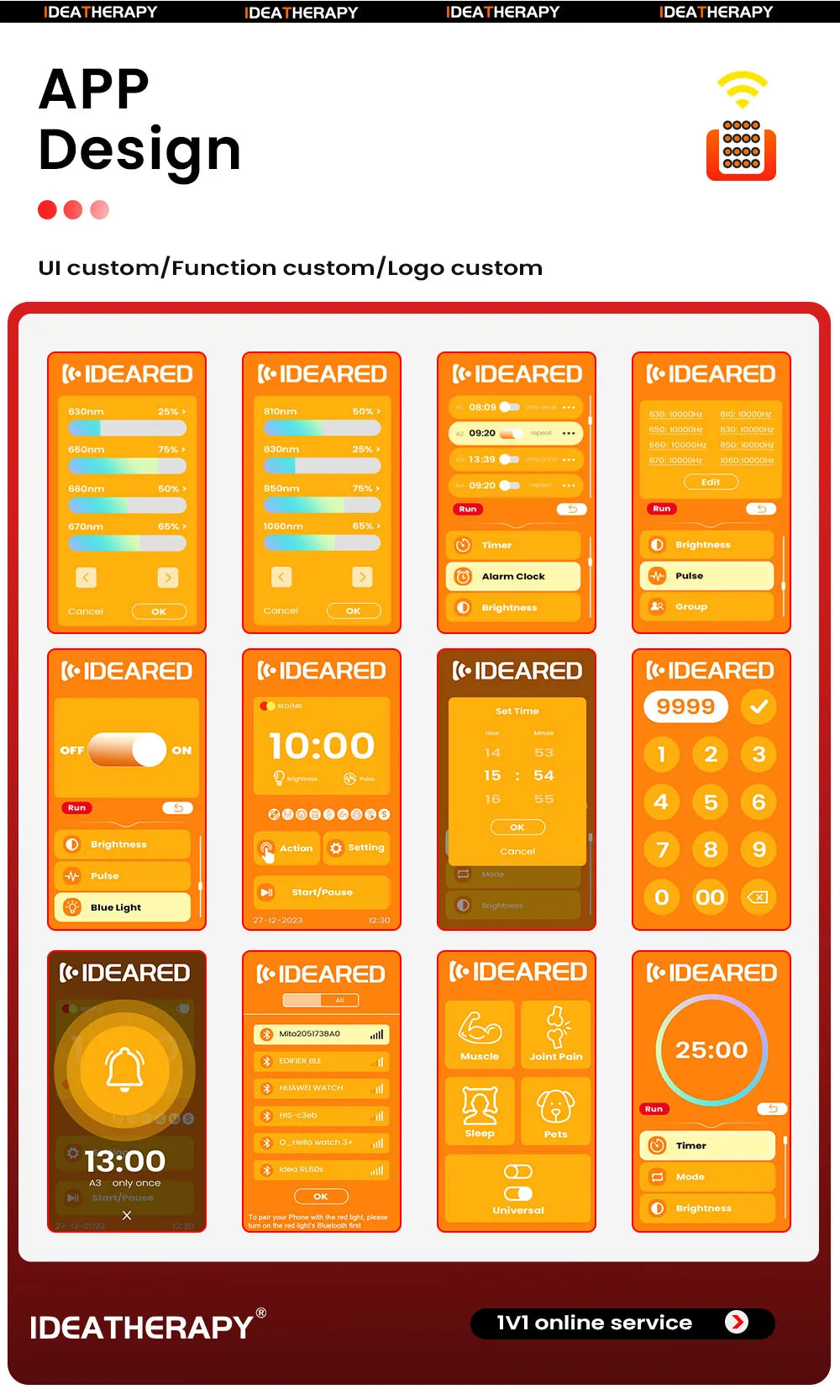 9 Wavelength LED Light Therapy APP Touch Screen Red Near Infrared Light 480, 590, 630,660, 670, 810, 830, 850,1060nm with stand
